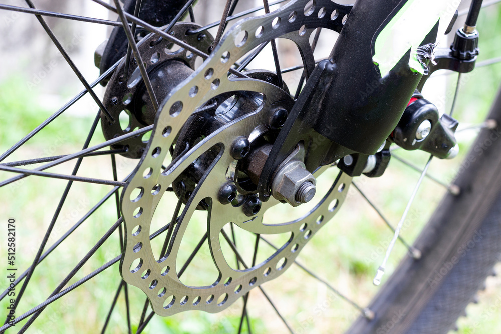 disc brakes on a bicycle close-up