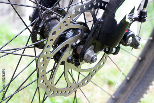 disc brakes on a bicycle close-up