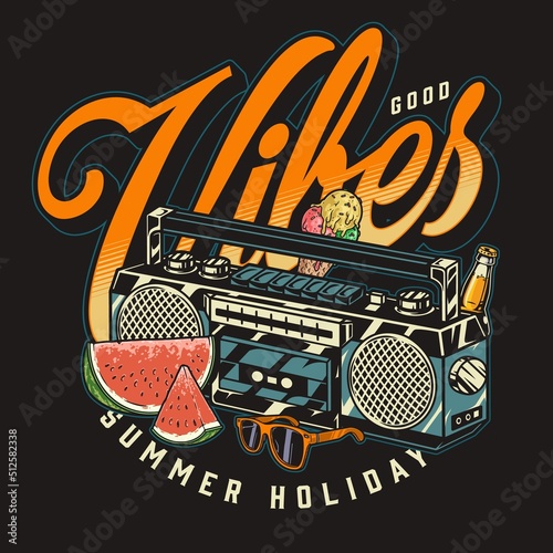 Summer holidays poster colorful vintage