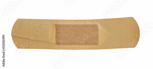 Adhesive bandage isolated on white, top view