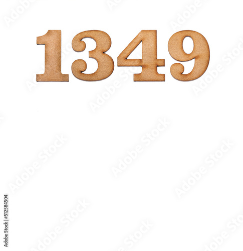 Number 1349 - Piece of wood isolated on white background