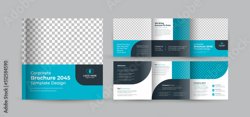 Business square trifold brochure flyer, poster, design template