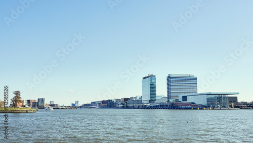 View of the Amsterdam IJ river and the Eastern Harbor Area, looking east