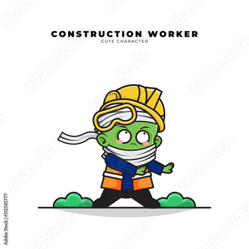 Cute cartoon character of baby mummified construction worker