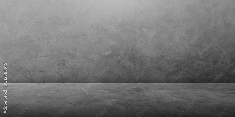 Empty gray cement wall room studio background and floor perspective well  editing montage display product and text present on concrete free space  backdrop Stock Photo | Adobe Stock