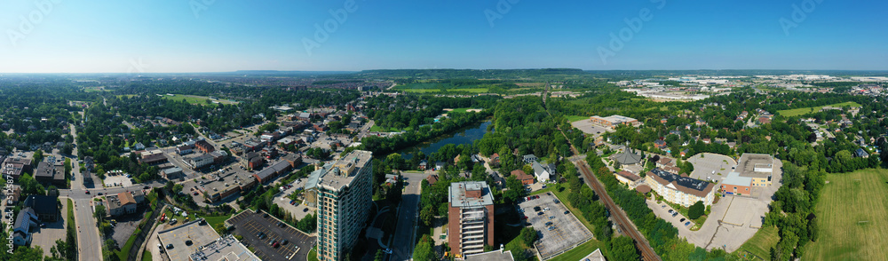 Aerial panorama view of Milton, Ontario, Canada