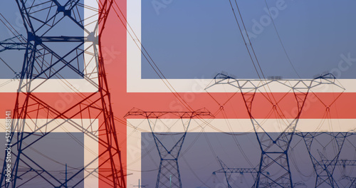 Image of flag of iceland over pylons