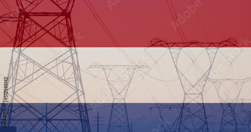 Image of flag of netherlands over pylons