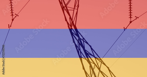Image of flag of armenia over pylons