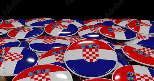 3D rendering of Croatia flag pins on a wooden table for politics, support and nationalism