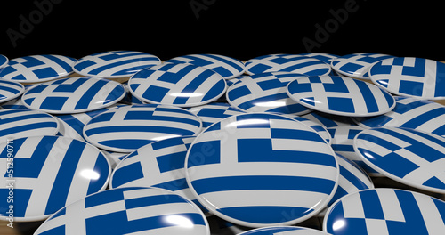 3D rendering of Greece flag pins on a wooden table for politics, support and nationalism