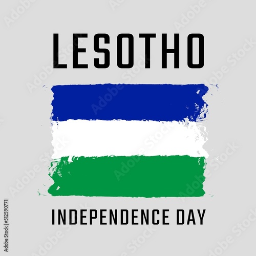 Illustration of lesotho independence day text and lesotho national flag against white background