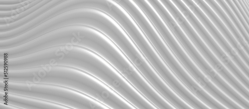 white plastic wave parallel lines background Wave of a bent curve 3d illustration