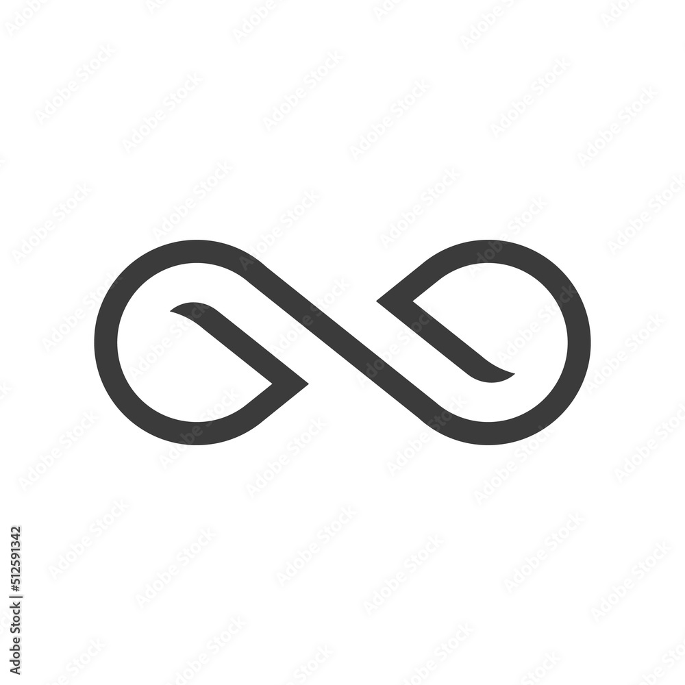 Ednless line icon. Black creative curvy math infinity sign isolated on white background. Ednless line icon. Black creative curvy math infinity sign isolated on white background.