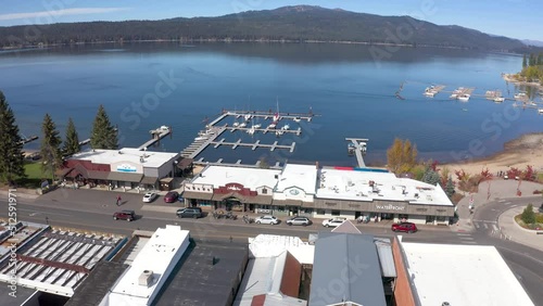 Aerial of main street and the docks at Payette Lake, Idaho. photo