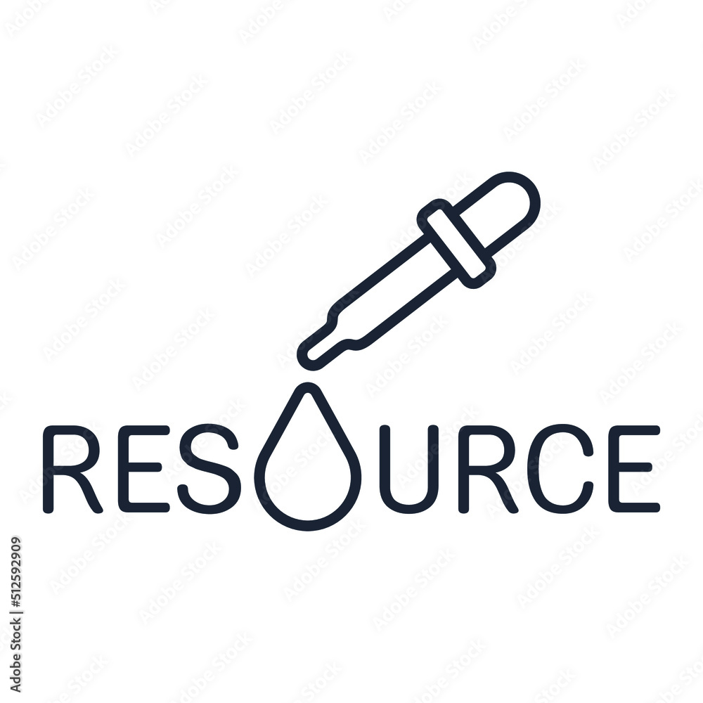 Pipette and a drop of water. Rational, economical use of natural resources.Vector linear icon isolated on white background. Pipette and a drop of water. Rational, economical use of natural resources.Vector linear icon isolated on white background.