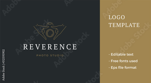 Minimalist professional photographer business card abstract decorative design line logo vector