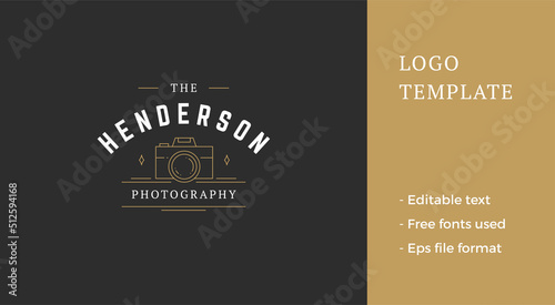 Premium fashion minimalist photo line logo vector