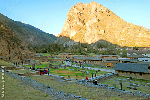 Archaeology Site of Ollantaytambo, the Last Stronghold of the Incas with Mount Pinkuylluna in the Right, Urubamba Province, Cusco Region, Peru