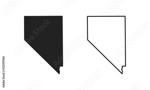 Nevada outline state of USA. Map in black and white color options. Vector Illustration..