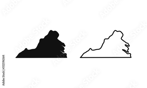 Virginia outline state of USA. Map in black and white color options. Vector Illustration.. photo
