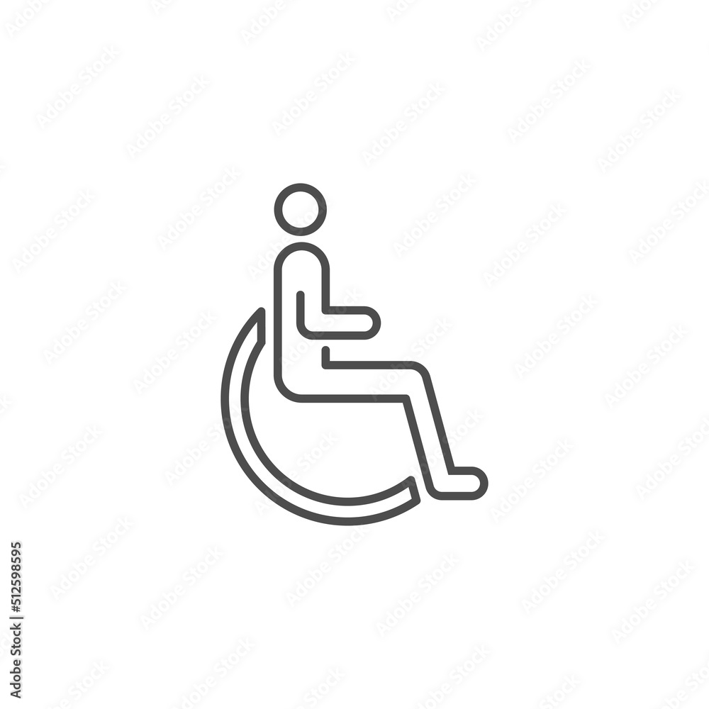 wheelchair icon, disabled, on white background wheelchair icon, disabled, on white background