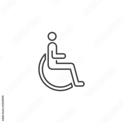 wheelchair icon, disabled, on white background