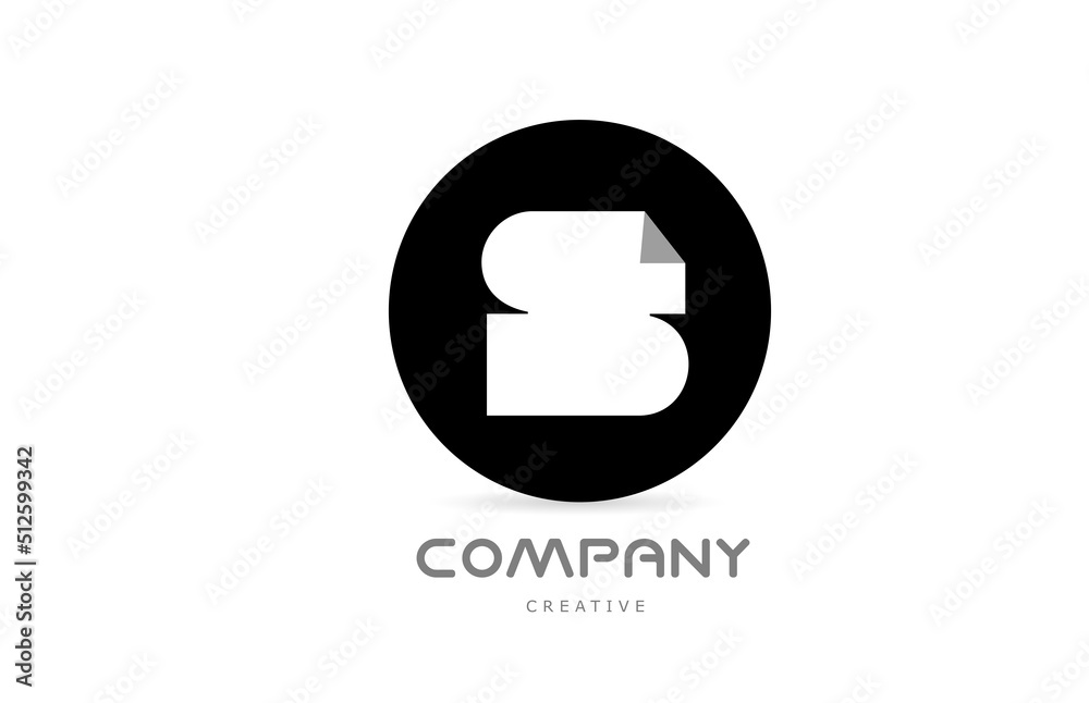S black and white geometric alphabet letter logo icon design with ...