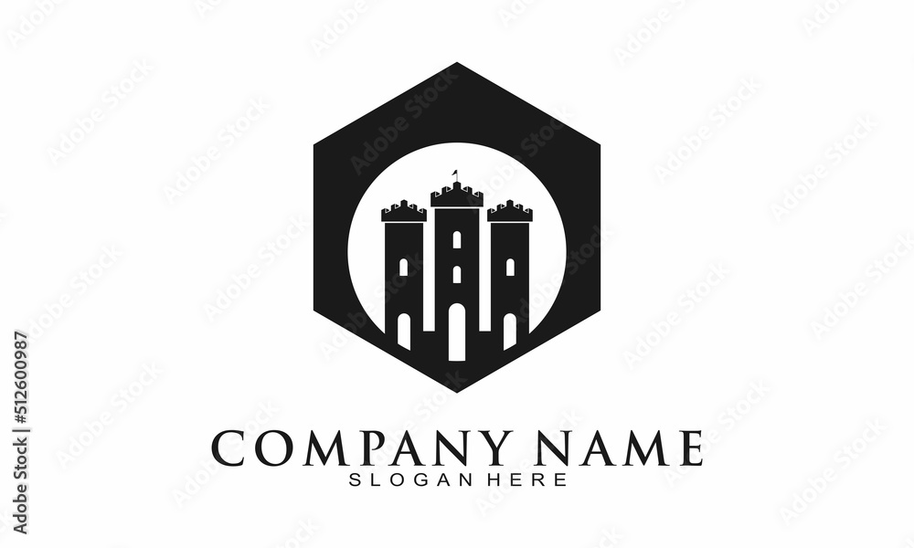 Castle building with polygon vector logo Castle building with polygon vector logo
