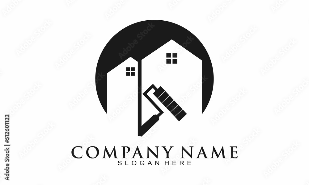 Minimalist house painting icon logo