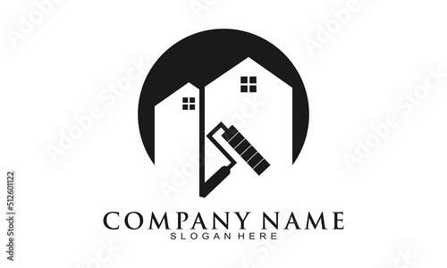 Minimalist house painting icon logo