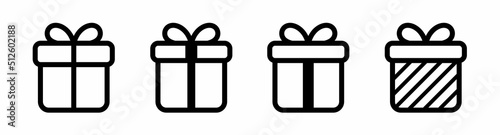 Present gift box icon. Gift box icon set. Present symbol. Christmas gift icon illustration vector symbol. Surprise with gift box. Vector Illuatration