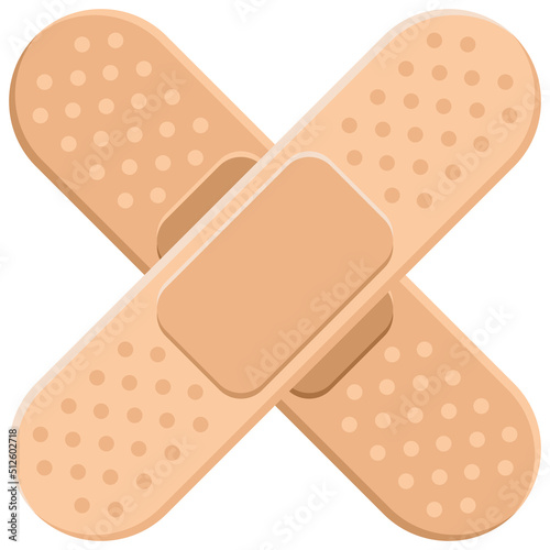 Two medical adhesive bandages making a cross