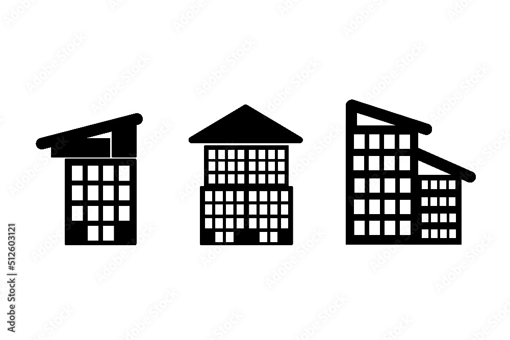 black and white building icon illustration design
