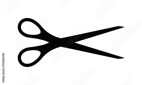 Scissors black silhouette icon isolated on white background. Simple design vector illustration.