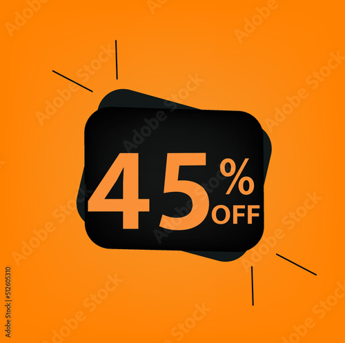 45 percent off. Orange banner with floating rectangle for promotions and offers