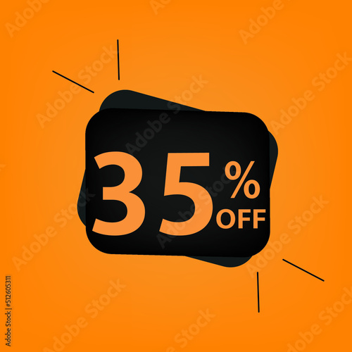 35 percent off. Orange banner with floating rectangle for promotions and offers
