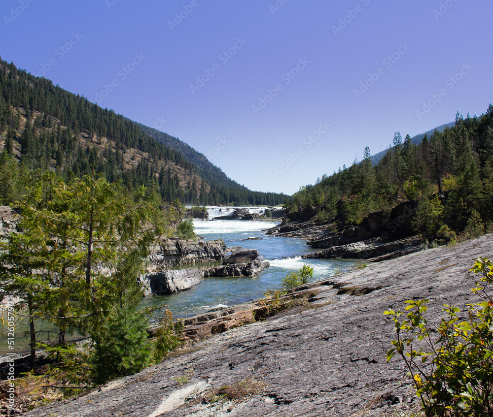 Kootenai river falls in the mountains of Montana