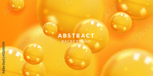 Abstract Background with dynamic glossy 3d realistic yellow Spheres ball for fun creative element