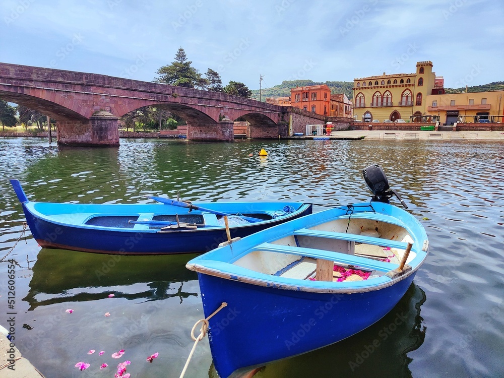  view of Bosa in sardinia and the river Temo