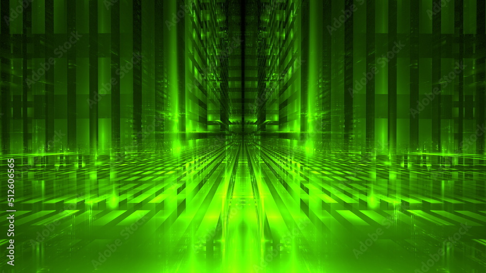Digital interior building Hi tech Abstract data center server tonel. Business technology blurred Polygonal geometric digital cyberpunk space, color light. 3D render Digital interior building Hi tech Abstract data center server tonel. Business technology blurred Polygonal geometric digital cyberpunk space, color light. 3D render