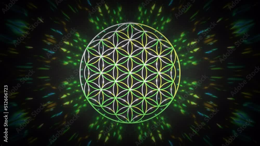 Flower Of Life. Abstract Sacred Geometry Loop Animation