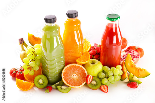 bottles of fruit juice- smoothie with fresh fruit