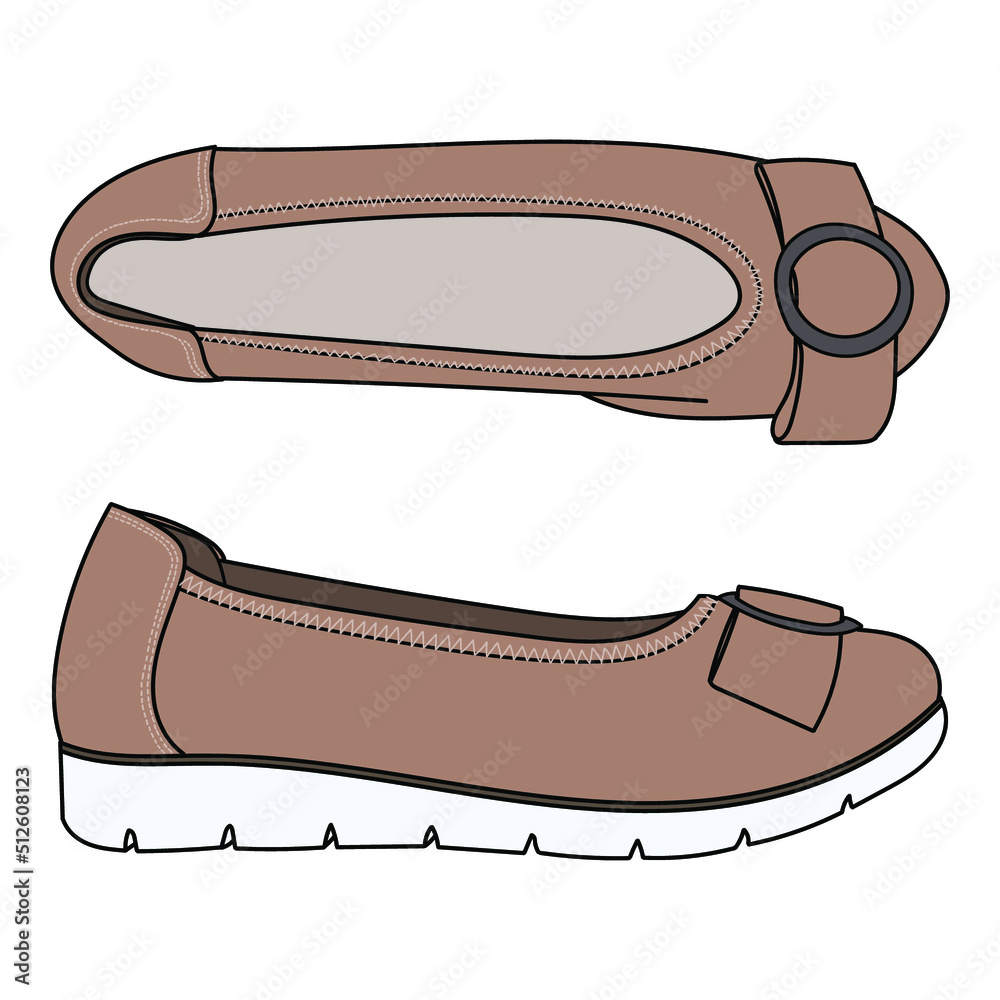 Women's low summer shoes ballerina. Vector doodle illustration Women's low summer shoes ballerina. Vector doodle illustration
