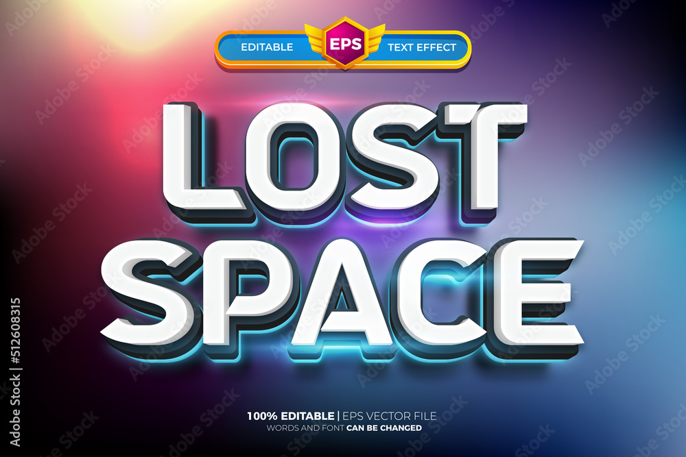 lost space glow galaxy cartoon movies bold 3D editable text effect style