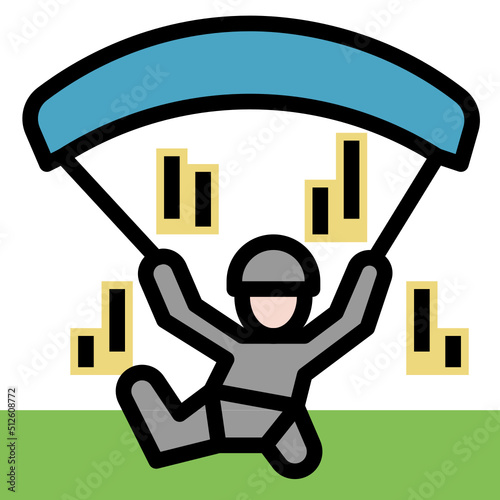 Sky Diving outline filled color Icon