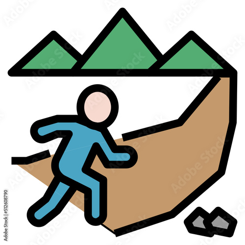 Trekking outline filled color Icon