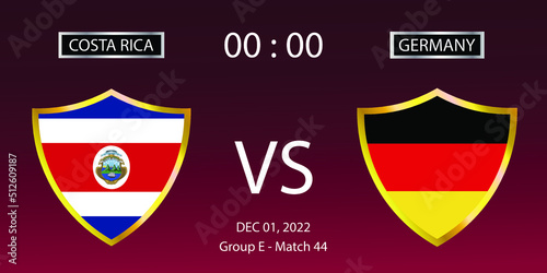 Soccer world cup 2022. Costa Rica vs Germany. Group stage match 44. Vector illustration. eps 10 photo