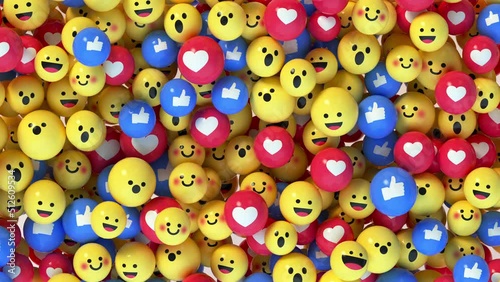 Social media unique design emojis and likes 3D animation photo