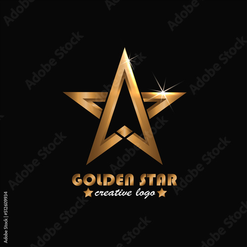 star logo, with letter a style, gold gradient color, elegant and modern